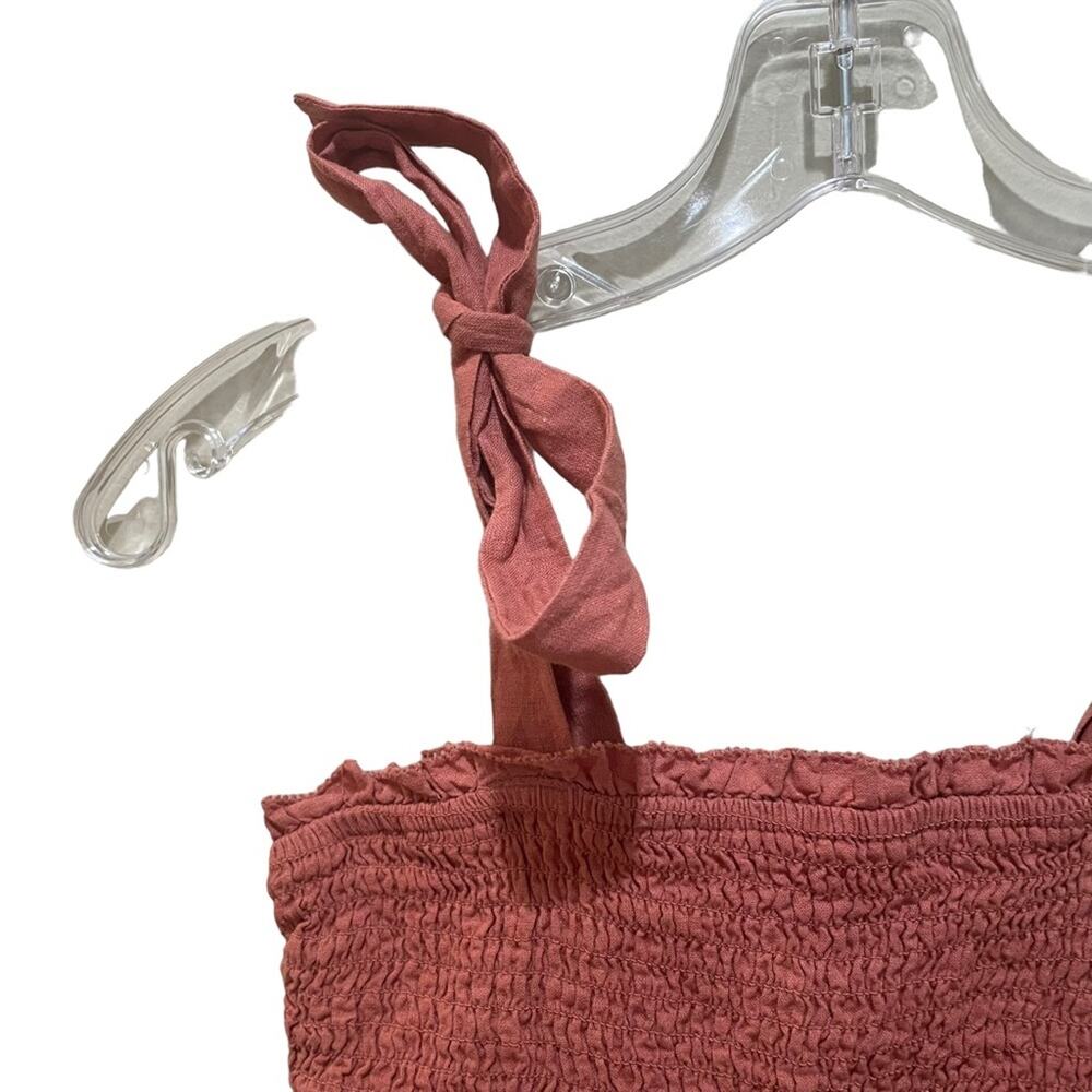 Abercrombie & Fitch tie straps smocked crop top cami rust orange size XS - Picture 4 of 7